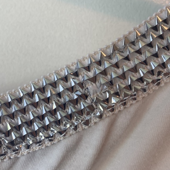 FREE WITH PURCHASE New White One Shoulder Dress with Silver Trim - Picture 6 of 7